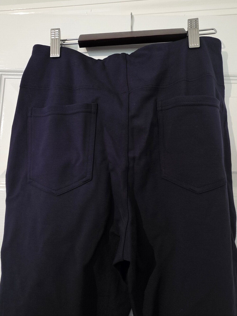 NWT High Waisted Back Pockets Slight Flare Work Pant Navy Blue Sz S Regular - Picture 8 of 9